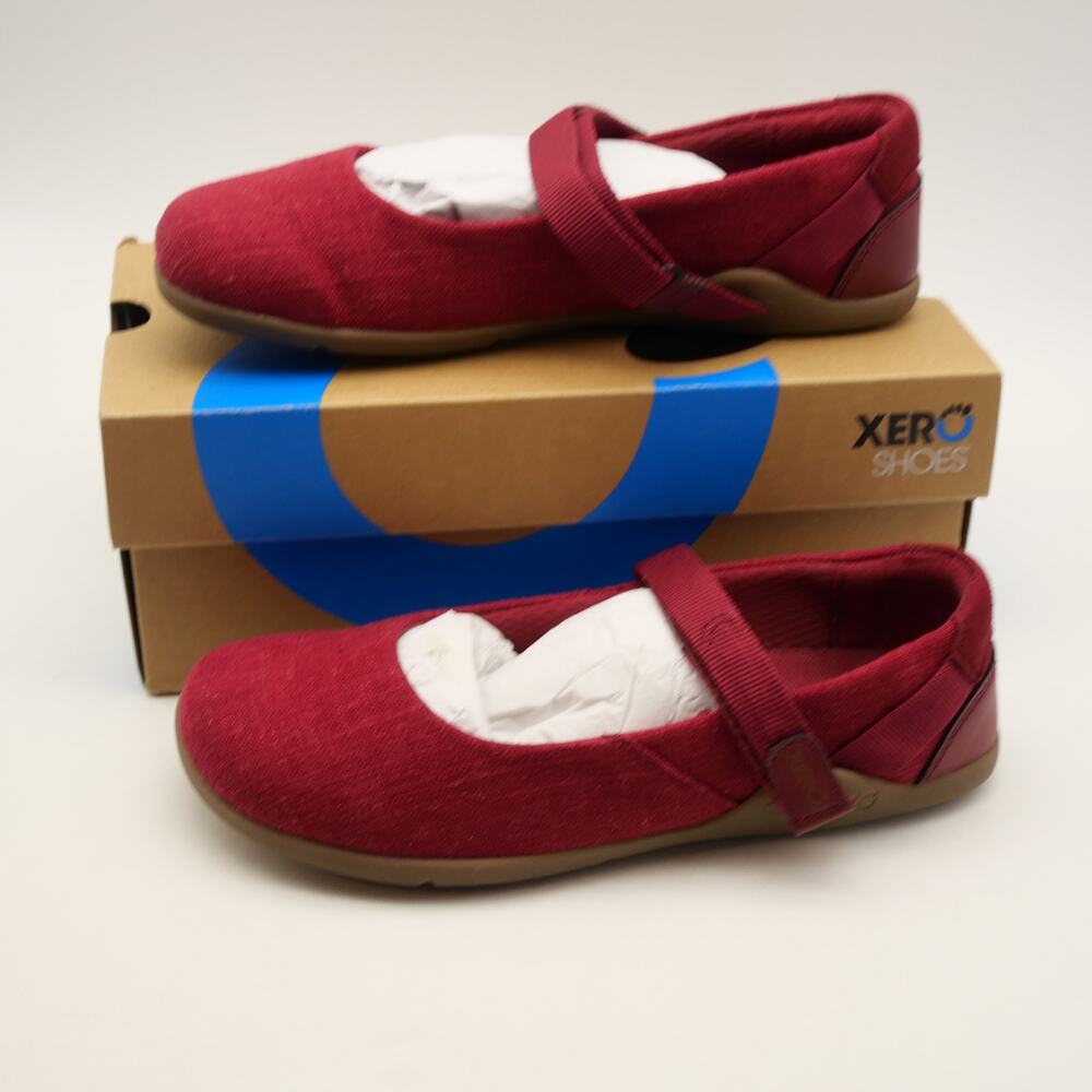NEW Xero Shoes Women's 7 Cassie Hemp Shoes Barefoot Mary Jane Red